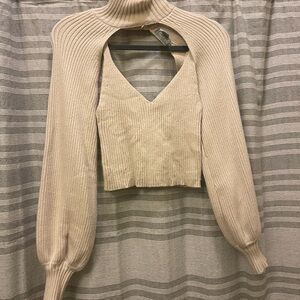 Elegant Cream Sweater with Cutout Design